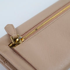 Prada Bow Saffiano Wallet Beige