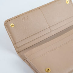 Prada Bow Saffiano Wallet Beige