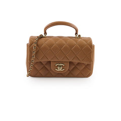 Chanel Mini Rectangular Top Handle Dark Beige Microchip