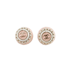 Chanel Pink CC Logo Stud Earrings Costume Jewellery