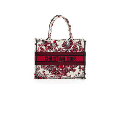 Christian Dior Medium Book Tote Butterfly Embroidery Red