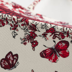 Christian Dior Medium Book Tote Butterfly Embroidery Red