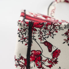 Christian Dior Medium Book Tote Butterfly Embroidery Red