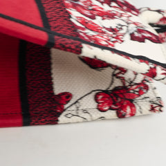 Christian Dior Medium Book Tote Butterfly Embroidery Red