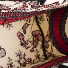 Christian Dior Medium Book Tote Butterfly Embroidery Red