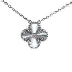 Van Cleef & Arpels White Gold 18k Guilloche Necklace