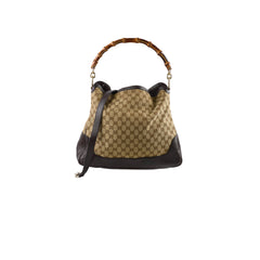 Gucci GG Canvas Bamboo Shoulder Bag Brown