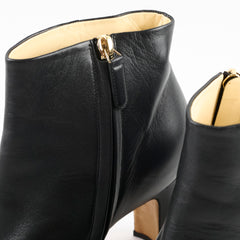 Chanel Women's Leather Open Toe Boots Black  Size 36.5