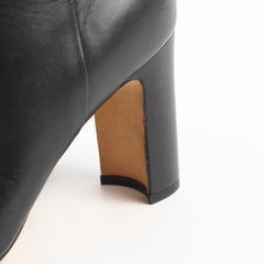 Chanel Women's Leather Open Toe Boots Black  Size 36.5