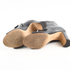 Chanel Women's Leather Open Toe Boots Black  Size 36.5