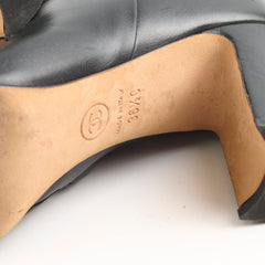Chanel Women's Leather Open Toe Boots Black  Size 36.5