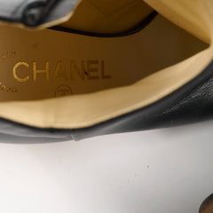 Chanel Women's Leather Open Toe Boots Black  Size 36.5