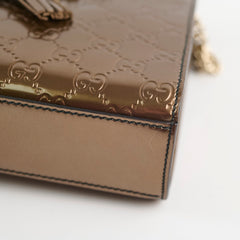 Gucci Patent Brown Chain Shoulder Bag