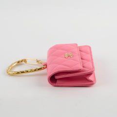 Chanel Qulited Mini Hook Card Coin Case Pink 31 Series