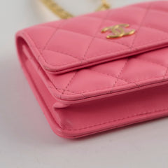 Chanel Qulited Mini Hook Card Coin Case Pink 31 Series