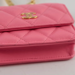 Chanel Qulited Mini Hook Card Coin Case Pink 31 Series
