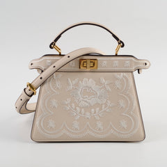 Fendi Peekaboo Mini Emroidered Bag Beige