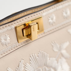 Fendi Peekaboo Mini Emroidered Bag Beige