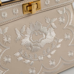 Fendi Peekaboo Mini Emroidered Bag Beige