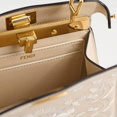 Fendi Peekaboo Mini Emroidered Bag Beige