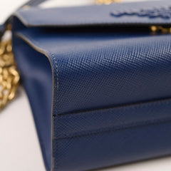 Prada Monochrome Saffiano Shoulder Bag Blue