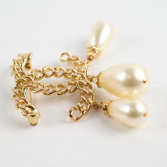 Chanel Large 3 Pearl Drop CC Brooch