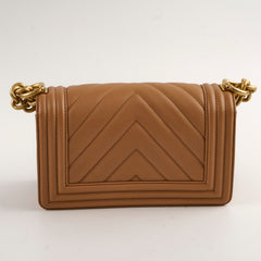 Chanel Small Chevron Boy Dark Beige 28 Series