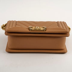 Chanel Small Chevron Boy Dark Beige 28 Series
