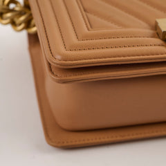 Chanel Small Chevron Boy Dark Beige 28 Series