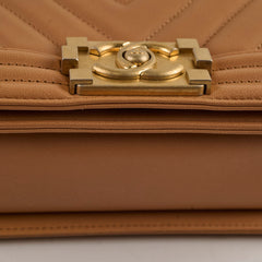 Chanel Small Chevron Boy Dark Beige 28 Series