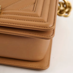Chanel Small Chevron Boy Dark Beige 28 Series