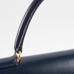 Hermes Kelly 28 Blue Indigo Box Circle X Stamp