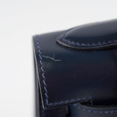 Hermes Kelly 28 Blue Indigo Box Circle X Stamp