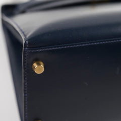 Hermes Kelly 28 Blue Indigo Box Circle X Stamp