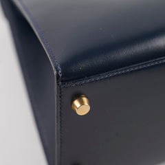 Hermes Kelly 28 Blue Indigo Box Circle X Stamp