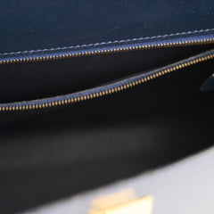 Hermes Kelly 28 Blue Indigo Box Circle X Stamp