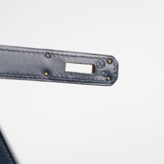 Hermes Kelly 28 Blue Indigo Box Circle X Stamp