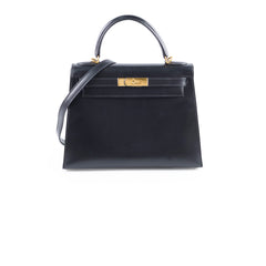 Hermes Kelly 28 Black Box Square D Stamp