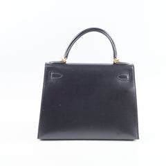 Hermes Kelly 28 Black Box Square D Stamp