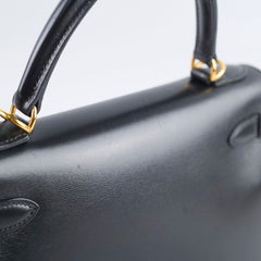 Hermes Kelly 28 Black Box Square D Stamp