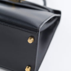 Hermes Kelly 28 Black Box Square D Stamp