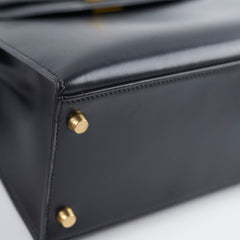Hermes Kelly 28 Black Box Square D Stamp