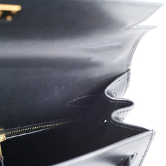 Hermes Kelly 28 Black Box Square D Stamp