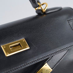 Hermes Kelly 28 Black Box Square D Stamp