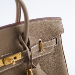 Hermes Birkin 25 Togo Etoupe W Stamp