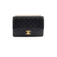 Chanel Seasonal Pearl Flap Bag Black