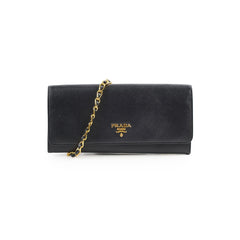Prada Saffiano Wallet On Chain Black
