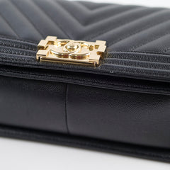 Chanel Boy Old Medium Chevron Caviar Black