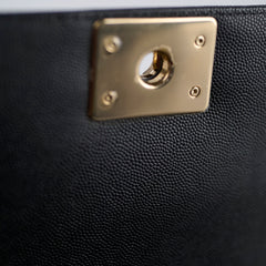 Chanel Boy Old Medium Chevron Caviar Black