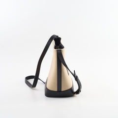 Celine Triiomphe Canvas Calfskin Bucket Bag Beige/Black